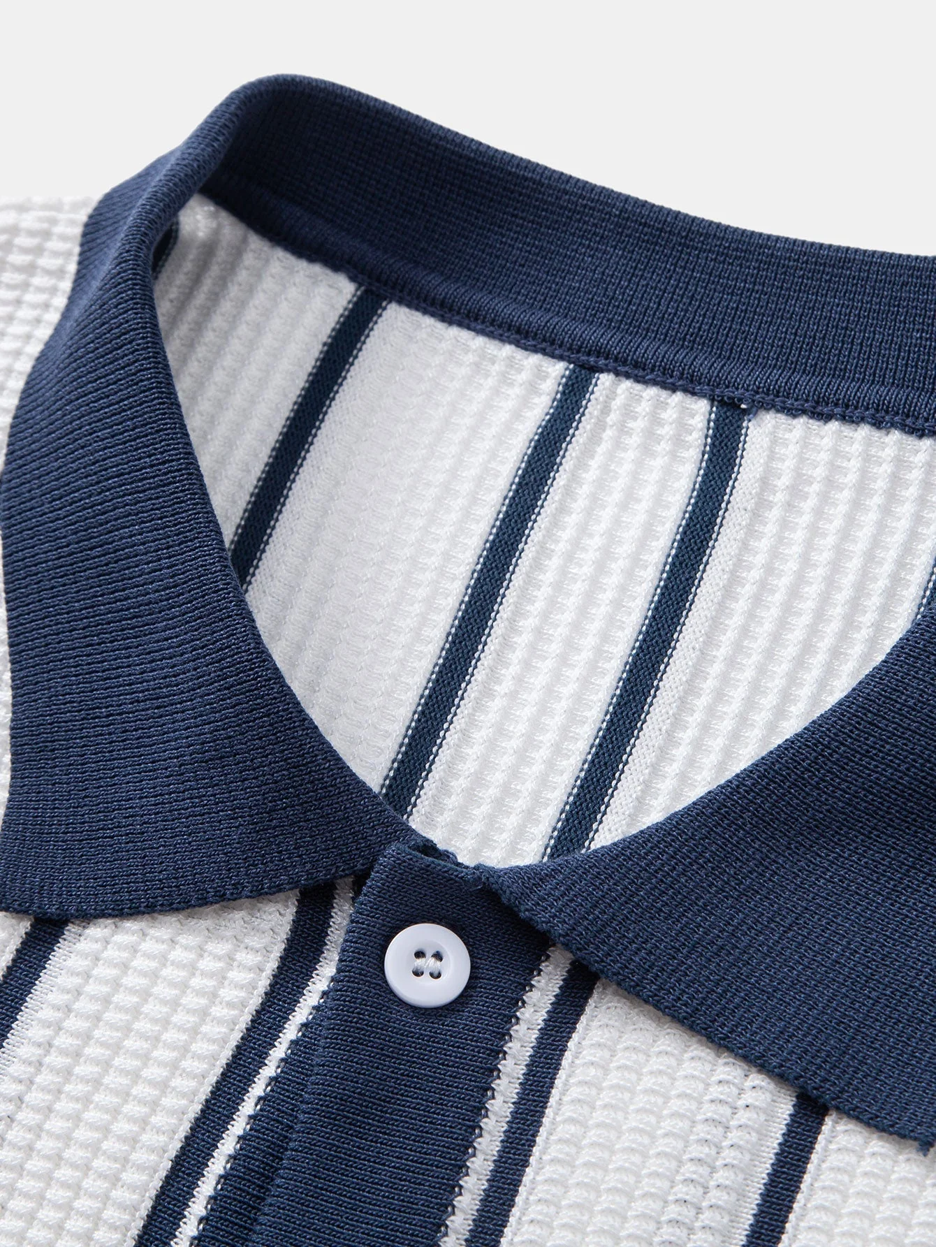 hola Striped knit shirt with buttons & straight linen pants - Image 6